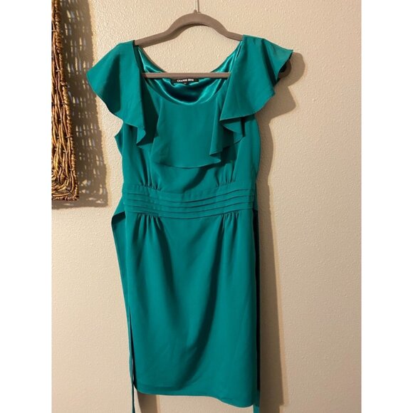 Gianni Bini Dress Emerald Green 8 Flutter Neckline Short Sleeve Summer - Picture 6 of 6